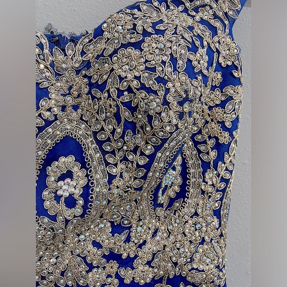 Midnight Blue Beaded Formal Dress (4) - Picture 8 of 14